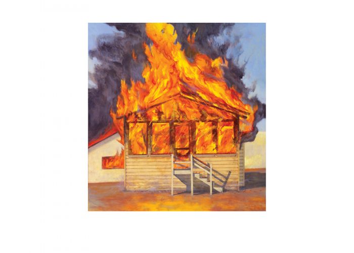 Burning Farm House - AVAILABLE - oil on linen 36"x34" © 2008 Robert C. Schick